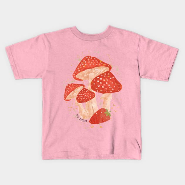 Mushroom & Strawberry Buddies Tshirt Kids T-Shirt by Creative Steward